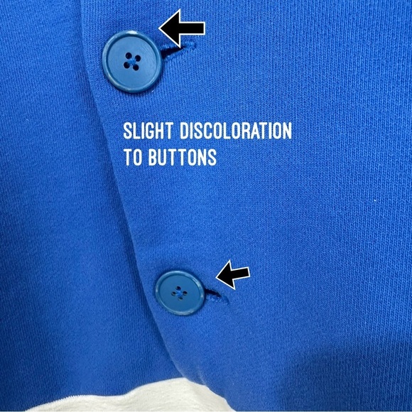 Everest Isles Two Tone Sweatshirt Blue/White Color Block Banded Collar NWT - Picture 4 of 7